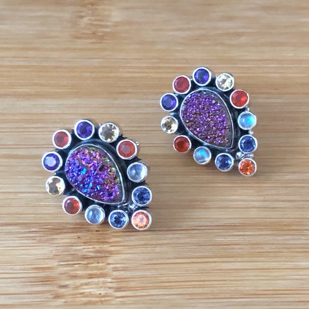 $59 Nicky Butler Estate Clip On Earrings Sterling Silver 925 NB India - Picture 2 of 3